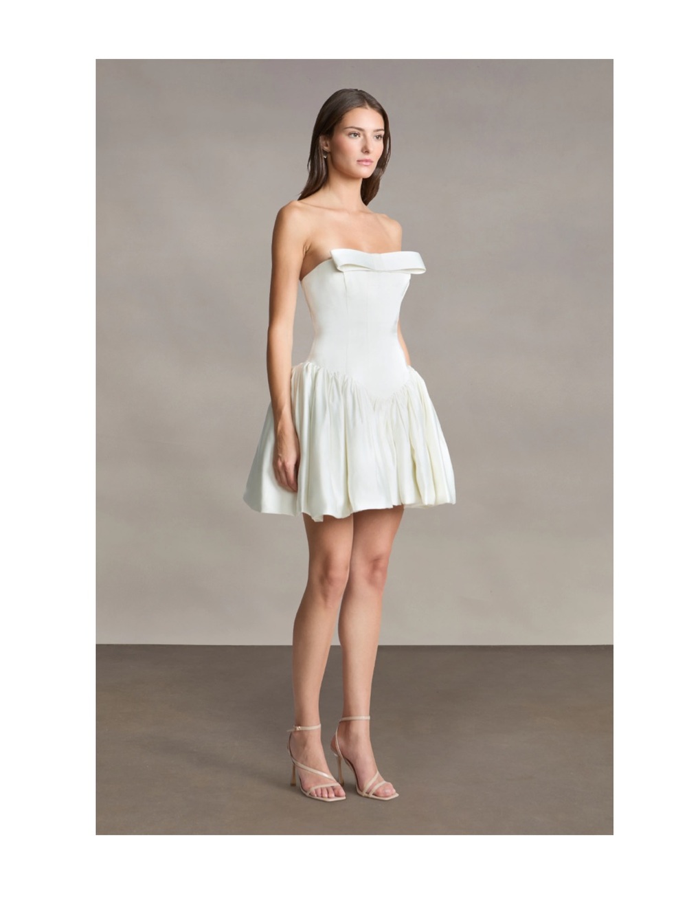 AMUR Strapless Ivory Mini Dress with Sculpted Bodice - Picture 2 of 3